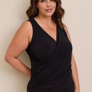 Torrid Black Sleeveless Wrap Tank